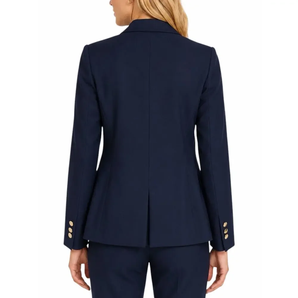Ann Taylor LOFT Double Breasted Gold Button Blazer Jacket Navy Size 2